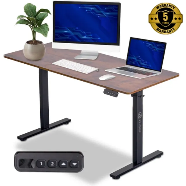 Plaine Zit Sta Bureau Elektrisch Verstelbaar - Incl. Geheugen Standen - Incl. Kabelgoot - 140 x 60 cm - Rustic Bruin