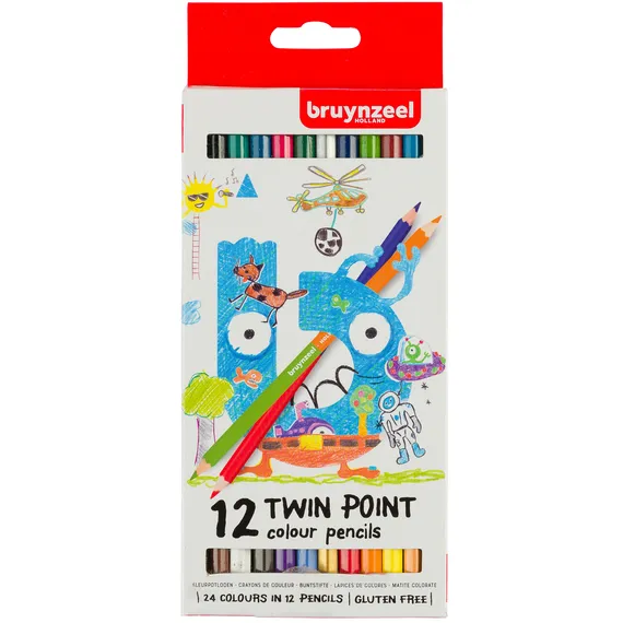Bruynzeel Kleurpotloden Bruynzeel Kids Twin Point assorti 12 stuks