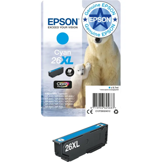 Epson 26XL inktcartridge cyaan high capacity 9.7ml 700 paginas 1-pack RF-AM blister