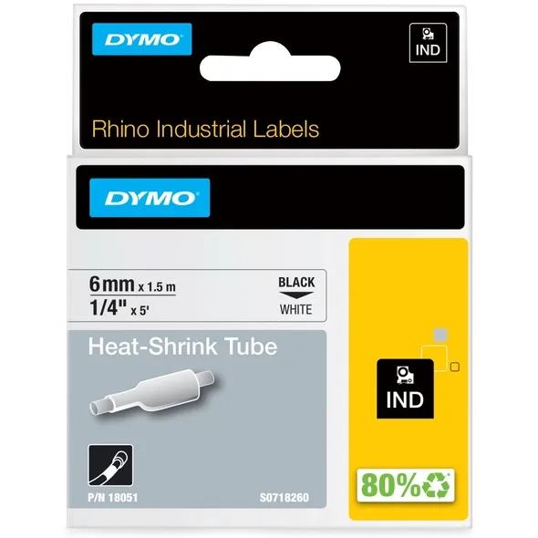 Dymo Labeltape Dymo Rhino industrieel krimpkous 6mm zwart op wit