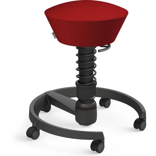 AERIS SWOPPER ergonomische bureaukruk - zwart onderstel - rode zitting - zachte wielen - wol - standaard Zwart/ rood