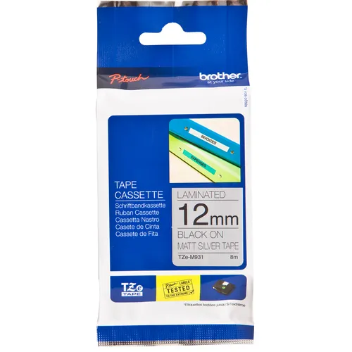 Brother Labeltape Brother P-touch TZe-M931 metallic 12mm zwart op zilver