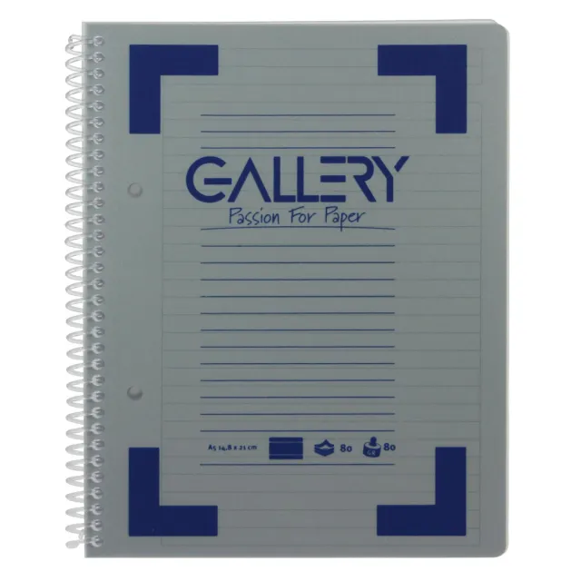 Gallery Traditional spiraalschrift ft A5, gelijnd, geassorteerde kleuren, 160 bladzijden blauw