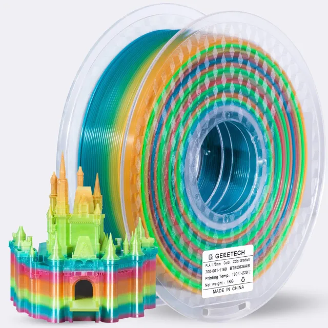 Geeetech PLA Gradient - 3D Printer Filament - 1,75 mm - 1 kg - Regenboog Kleurverloop Meerkleurig