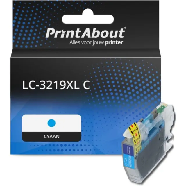 PrintAbout huismerk Inktcartridge LC-3219XL C Cyaan Hoge capaciteit geschikt voor Brother
