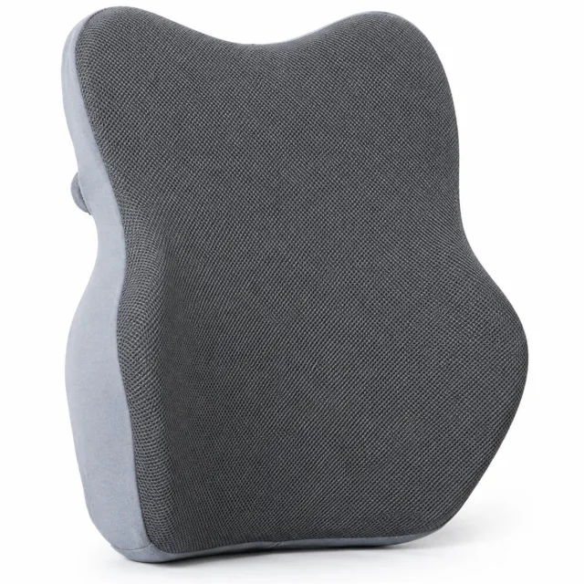 SWGOTA Ergonomisch lendensteunkussen van traagschuim - Grijs - 41 x 16 x 46 cm - Polyester hoes voor bureaustoel