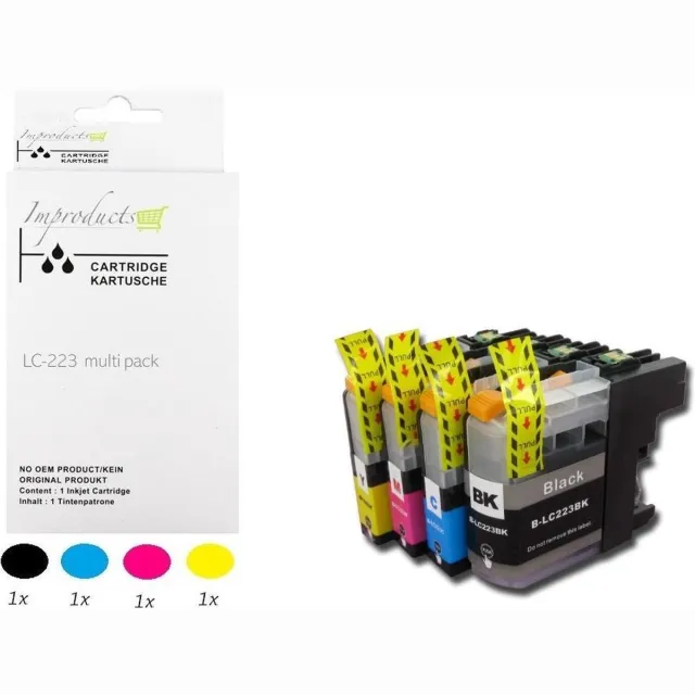 Improducts Inkt cartridges - Alternatief Brother LC-221 LC221 LC-221xl Multi pack Multicolor - Zwart, Cyaan, Magenta, Geel