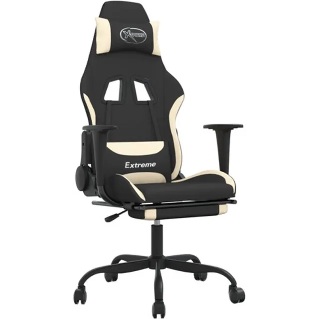 vidaXL Gamestoel - met - voetensteun - en - massagefunctie - stof - zwart - en - rood zwart en crème
