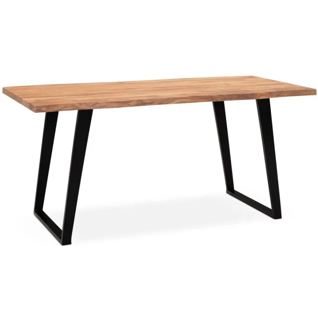 Ervesto bureau 120x60x76 cm acacia massief hout / metaal computertafel boomrand, thuiskantoor kantoortafel massief met U-poten in zwart, houten tafel laptoptafel studeerkamer Bruin
