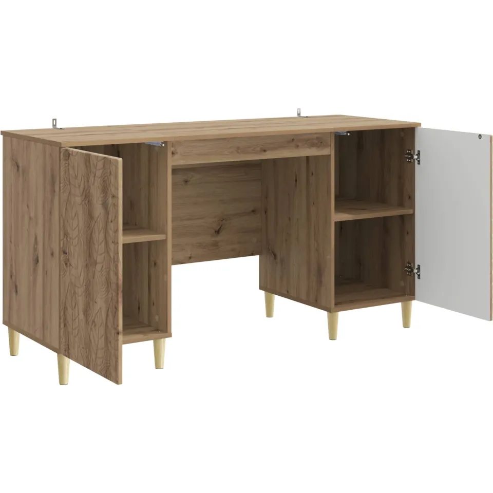 vidaXL Bureau Artisanaal eiken 142,5 x 50 x 75 cm Bewerkt hout Bruin