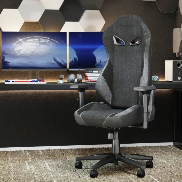 HAUSS SPOLE Ergonomische Gamingstoel Voor Volwassenen - Verstelbare 4D Armleuningen, Lendensteun En Hoofdsteun - Voor Thuis En Kantoor - Donkergrijs Stof