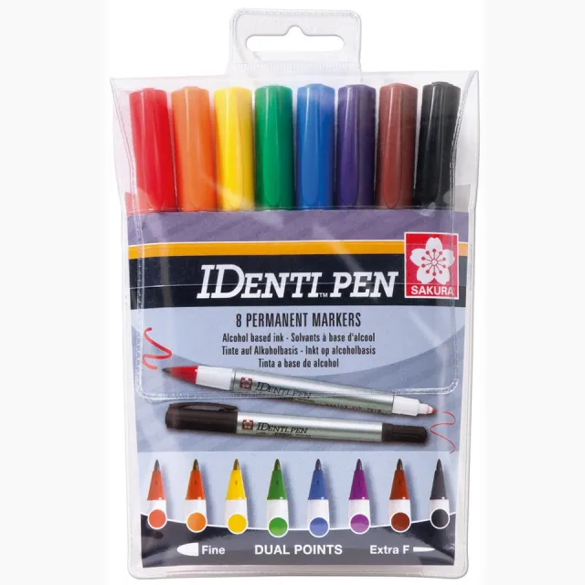 Sakura merkstift IDenti-Pen, etui van 8 stuks in geassorteerde kleuren blauw