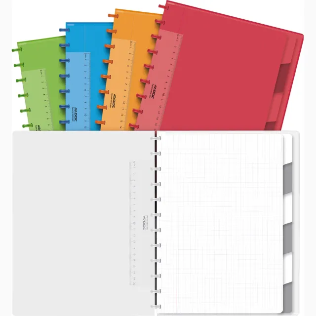 Adoc Colorlines schrift, ft A4, 144 bladzijden,commercieel geruit, geassorteerde kleuren blauw