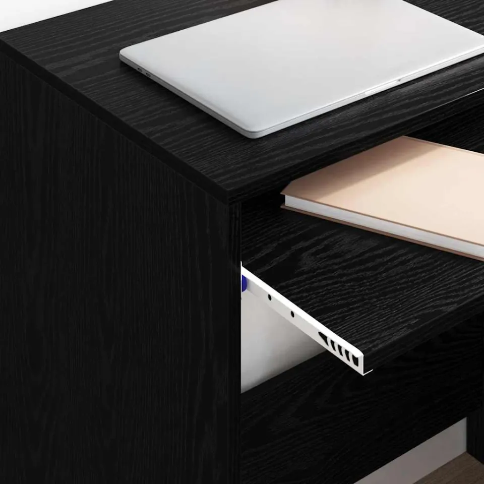 vidaXL Bureau Zwart Eiken 77,5 x 43 x 79 cm Bewerkt hout, foto 4
