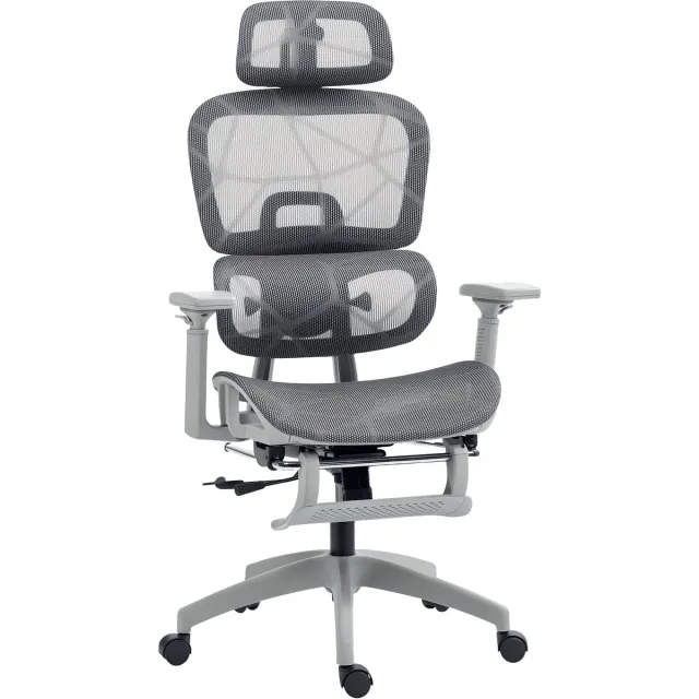 Homcom bureaustoel - mesh (100% polyester) - 66x64x122cm - grijs