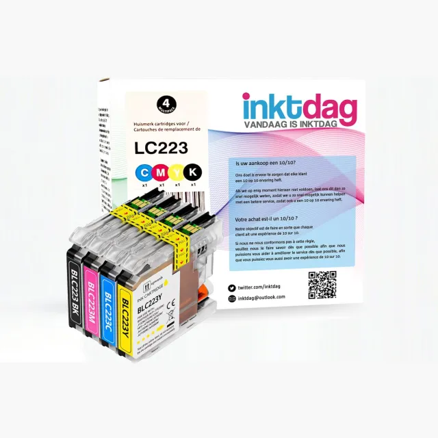 inktdag Brother LC223 LC221 inktpatronen multipack set 4 stuks voor MFC J5320DW ,J4120DW ,J4420DW ,J880DW ,J480DW, J4620DW, J5620DW, J680DW, J5625DW, J4625DW ,J5720DW Zwart (20 ml)