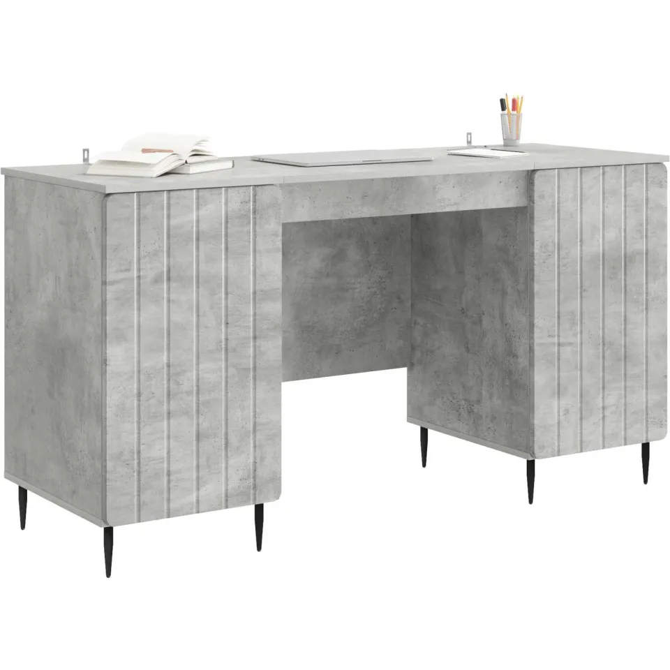 vidaXL Bureau Betongrijs 142,5 x 50 x 75 cm Bewerkt hout