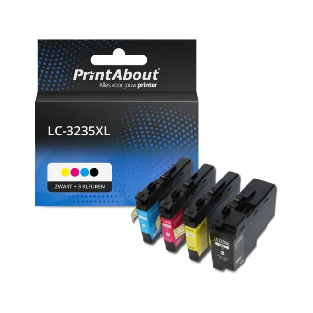 PrintAbout huismerk Inktcartridge LC-3235XL Zwart + 3 kleuren Multipack Geschikt voor Brother