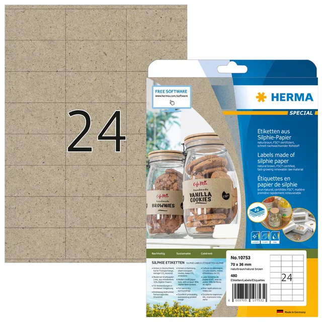 Herma Etiket HERMA 10753 70x36mm silphie bruin 480 stuks