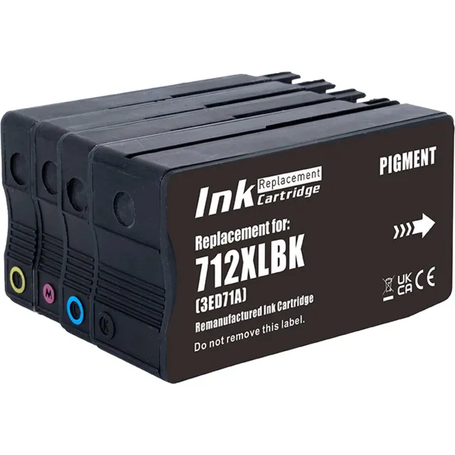 Inktkenners Inktcartridges Geschikt voor HP 712 - Multipack Geschikt voor HP DesignJet T210 - T230 - T250 - T630 - T650 Studio - Inkt - patronen - cartridge Zwart 80ML