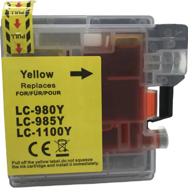 Inktkenners Inktcartridge 1x Geel Geschikt voor Brother LC1100/LC980/LC985 Geschikt voor Brother DCP-185 C - DCP-385 C - DCP-395 CN - DCP535 CN - DCP585 CW - DCP-6690 CW - DCP-J615
