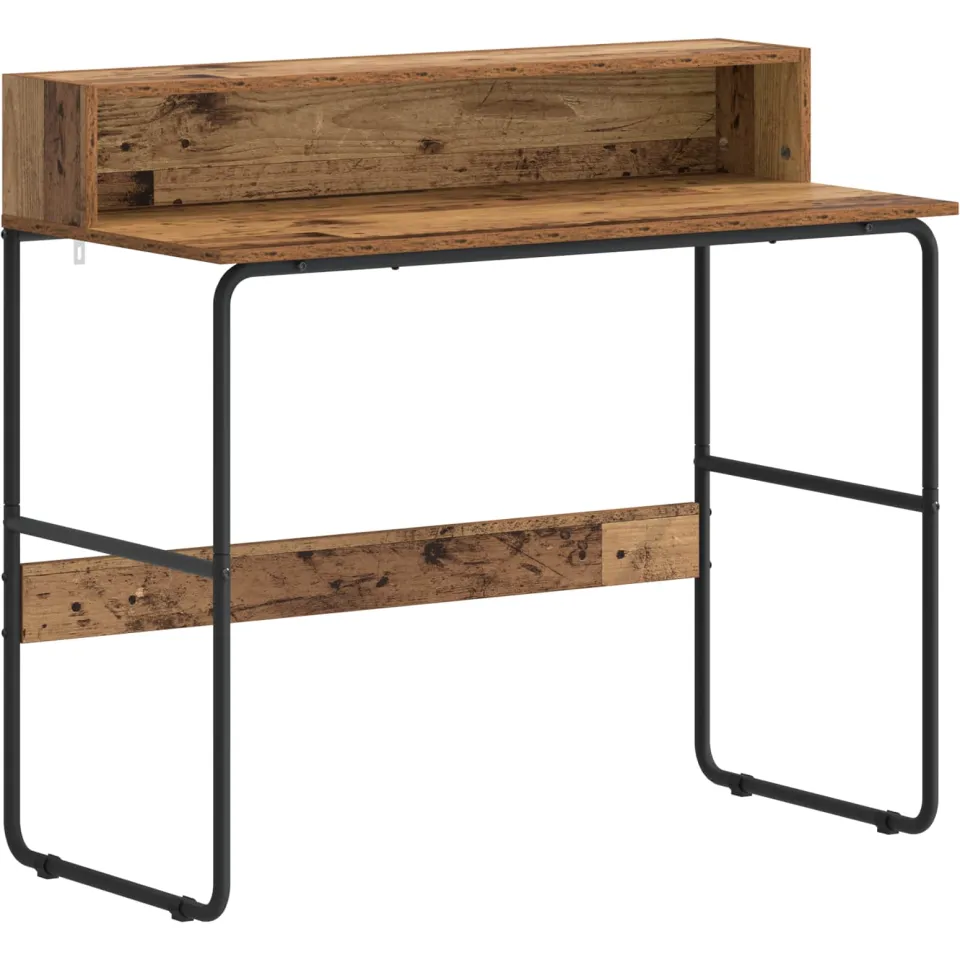 vidaXL Bureau met opbergruimte Oud hout 100 x 50 x 91 cm bruin, foto 3
