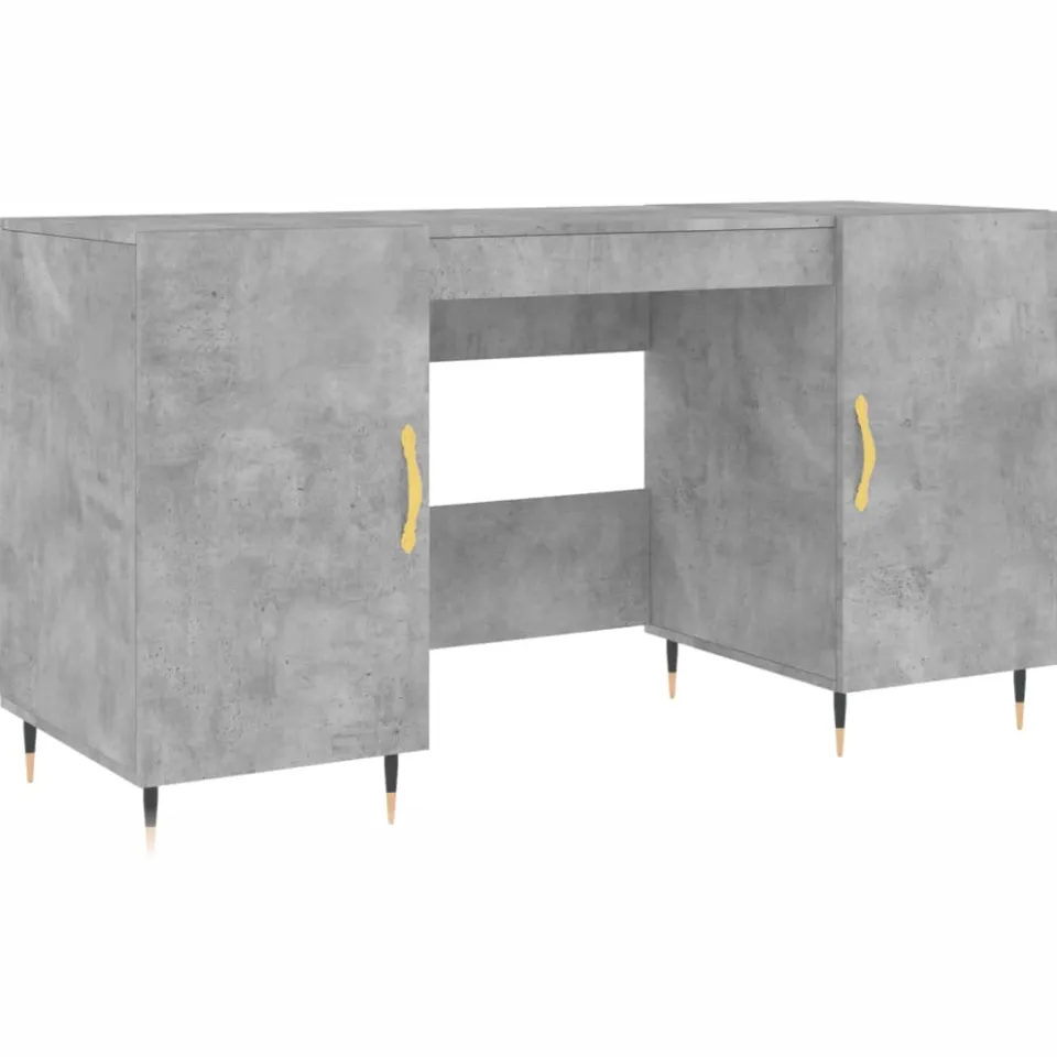 vidaXL Bureau 140x50x75 cm bewerkt hout betongrijs grijs, foto 3