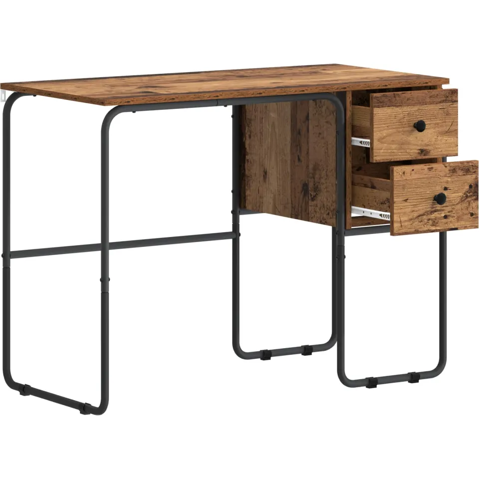 vidaXL Bureau met opbergruimte Oud hout 100 x 50 x 75 cm Bruin