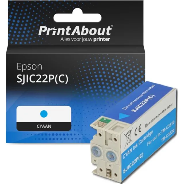 PrintAbout huismerk Inktcartridge SJIC22P(C) Cyaan geschikt voor Epson