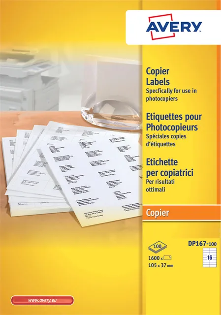 Avery Etiket Avery DP167-100 105x37mm wit 1600 stuks