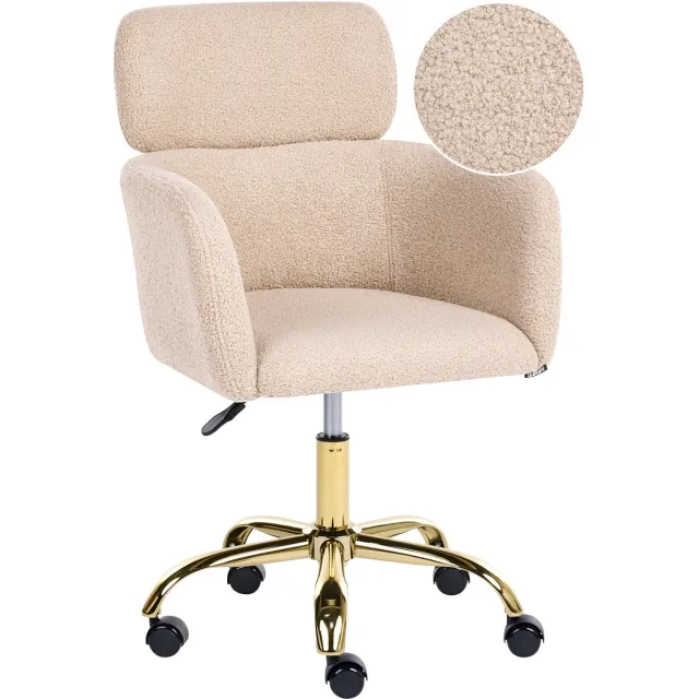 Beliani ALENA - Bureaustoel - Lichtbeige - Bouclé