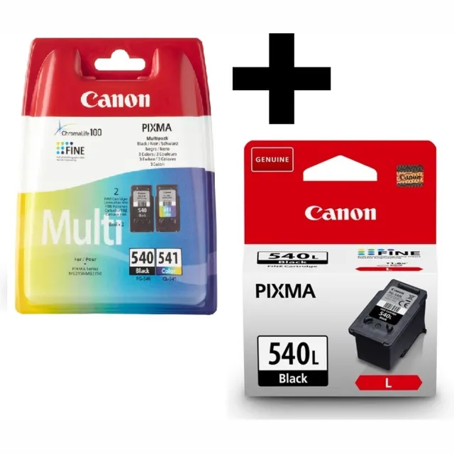 Canon PG-540 + CL-541 & PG-540L - Inktcartridge - Origineel - Zwart + Kleur en Zwart L + Retourzakje Zwart - L