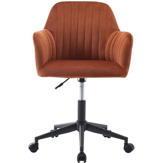 Vente-unique Bureaustoel - Fluweel - Terracotta en zwart - Verstelbare hoogte - ELEANA