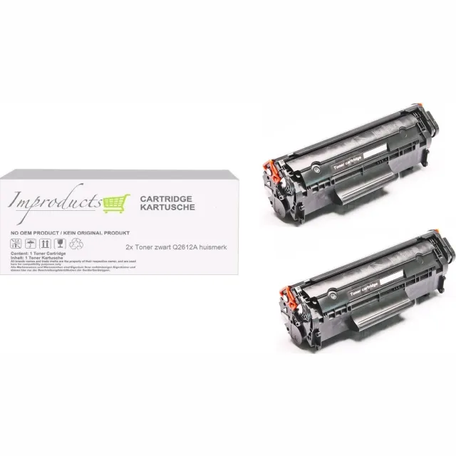 Improducts Toner - Alternatief Hp 12A (Q2612A) toner XL inhoud 2x toner zwart Zwart - 2x