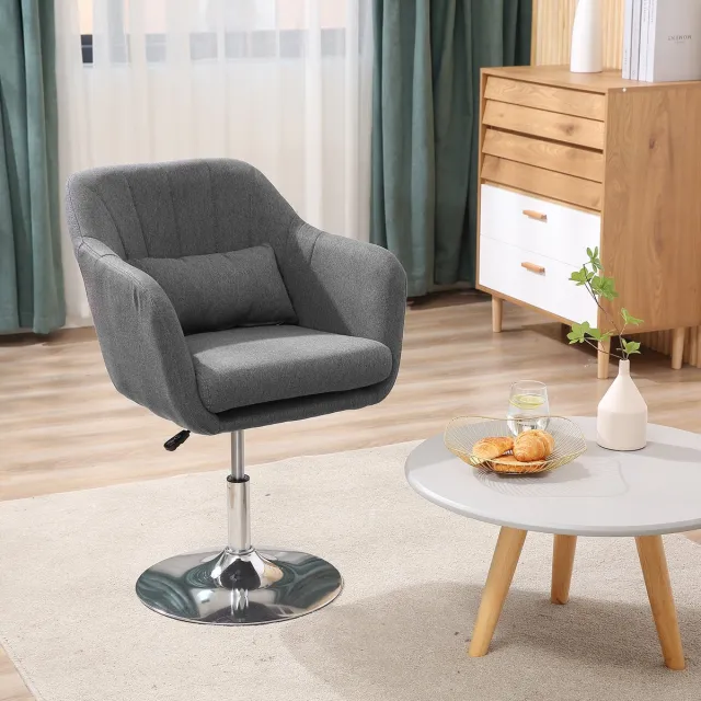 MODENUIT Werkstoel 60 x 60 cm - Hoogteverstelbaar En 360 Graden Draaibaar - Voor Werkplek - Polyester Donkergrijs Hout
