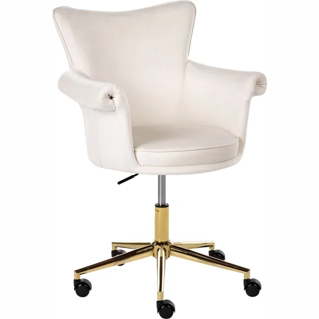 Beliani VELENCIA - Bureaustoel - Off-white - Fluweel Wit