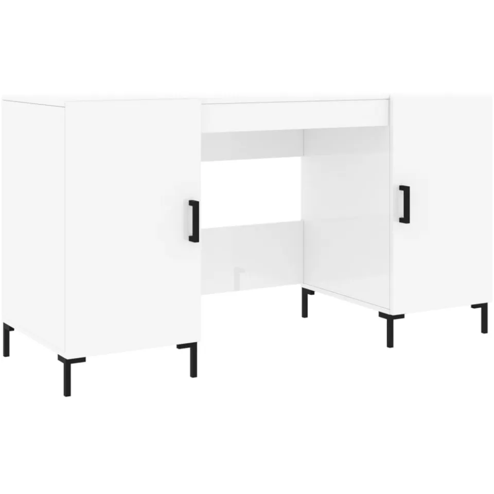 vidaXL Bureau 140x50x75 cm bewerkt hout hoogglans wit, foto 3