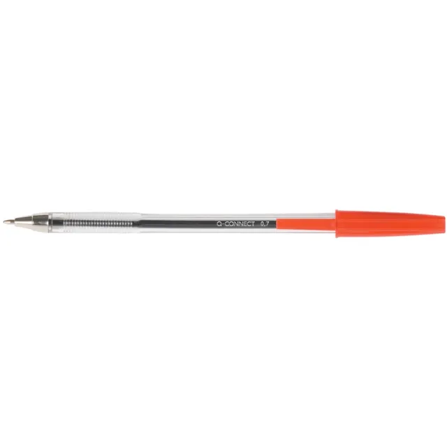 Q-CONNECT balpen, met dop, 0,7 mm, medium punt, rood, doos van 50 stuks