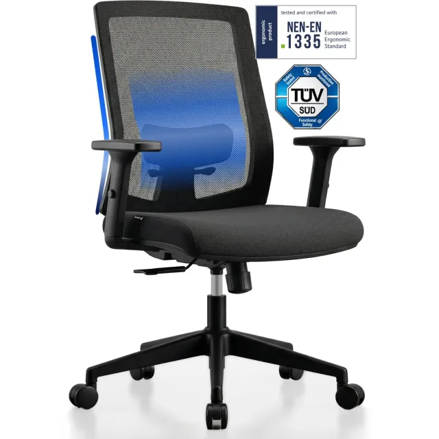 Backerz Ergonomische Bureaustoel - Bureaustoelen voor Volwassenen tot 140kg - Low Back Office Chair NEN-EN1335 Zwart