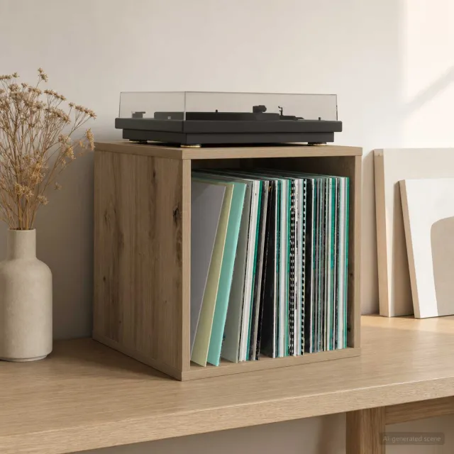 vidaXL Vinyl Album Doos Artisanaal eiken 37 x 36,5 x 38 cm Bruin