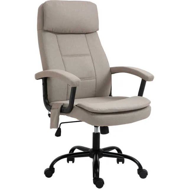 Clruro Bureaustoel - 63x70x112-121 cm - Massage - Wipfunctie - Polyester - Beige Clruro