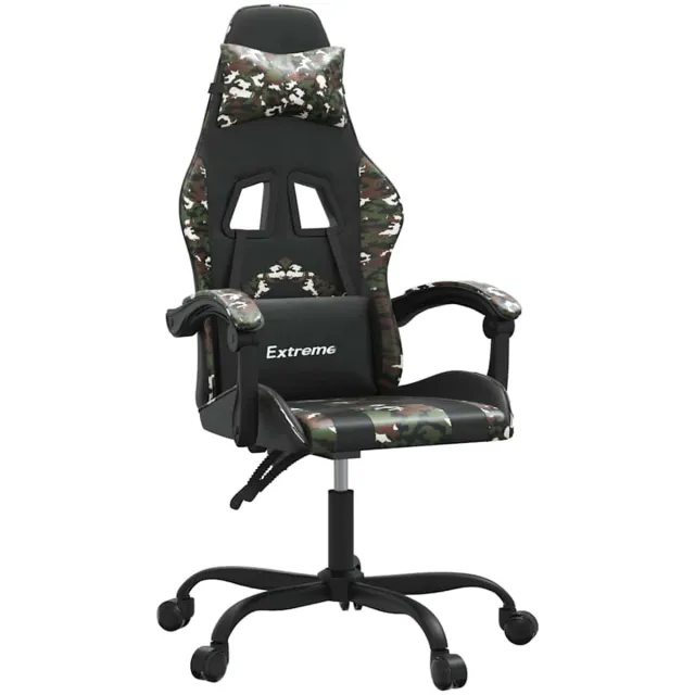 vidaXL Gamestoel - draaibaar - kunstleer - zwart - en - camouflage zwart en camouflage