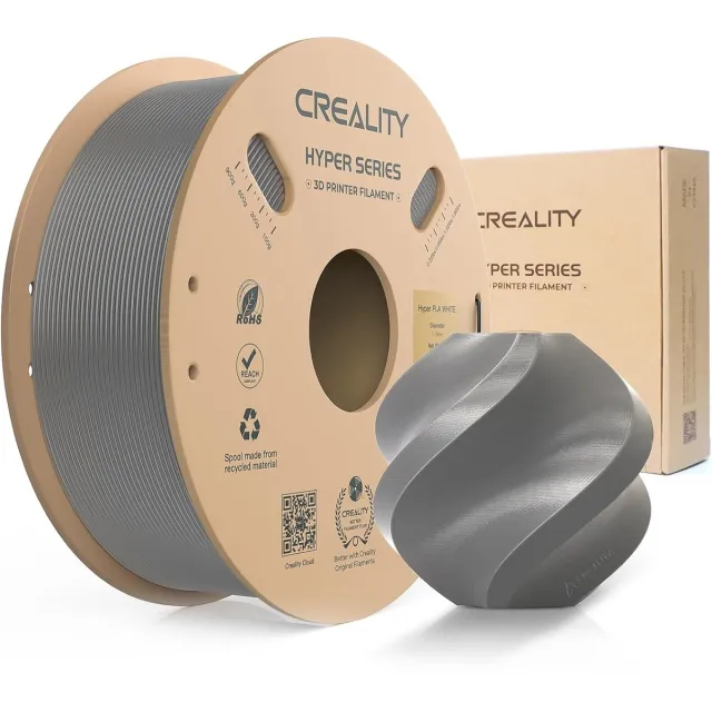 Creality Hyper PLA Filament - grijs - 1,75 mm - 1 kg - 3D-printerfilament voor Snel Printen - Kluwenvrij - Sterke Hechting & Uitstekende Overhangprestaties - 3D Printer Filament