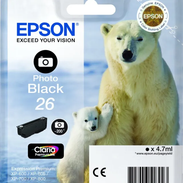 Epson 26 (T2611) - Inktcartridge / Foto Zwart