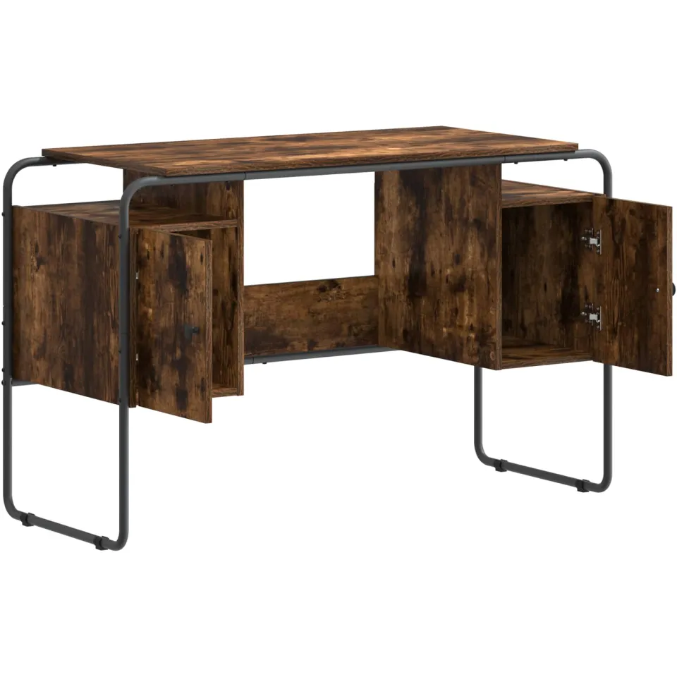 vidaXL Bureau met opbergruimte Gerookt eiken 120 x 50.5 x 75.5 cm Bruin
