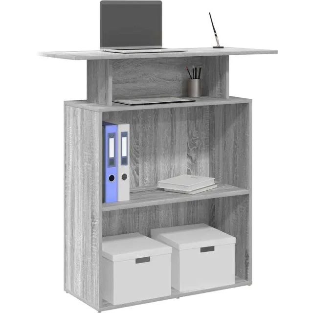 vidaXL Receptiebalie 100x40x104 cm bewerkt hout grijs sonoma eiken, foto 2