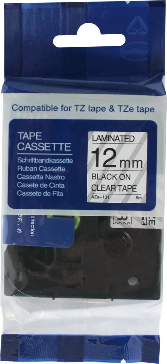 Brother Brother Ril Bro.tape Helder-zw12mm-131 - 30 Dagen Niet Goed Geld Terug Zwart