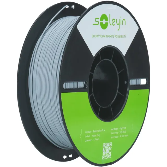Creality Soleyin Ultra PLA filament - 3D Printer Filament - 1,75 mm 1 kg - 3D-print verbruiksmateriaal - mat grijs