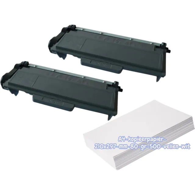 KATRIZ huismerk toner 2x TN3330/TN3380 - 2x3000 Pagina's + Kopieerpapier-A4-80GR-500vellen-wit -Geschikt voor Brother HL-5440D/ 5450DN/ 5450DNT/ 5470DW/ 5470DWT/ Brother HL-6180DW/ 6180DWT/ Brother MFC-8710DW/ MFC-8910DW/ MFC-8950DW/DWT / MFC-8250DN Zwart