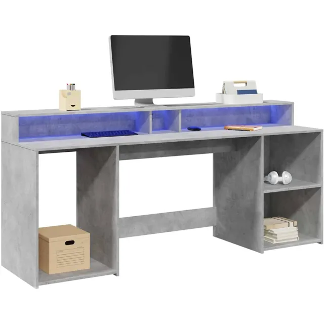 vidaXL Desk Betongrijs 200 x 55 x 91 cm Engineered Wood grijs, foto 2